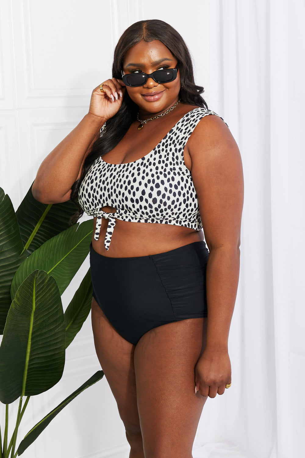 Animal Print Top and Ruched Bottoms Two Piece