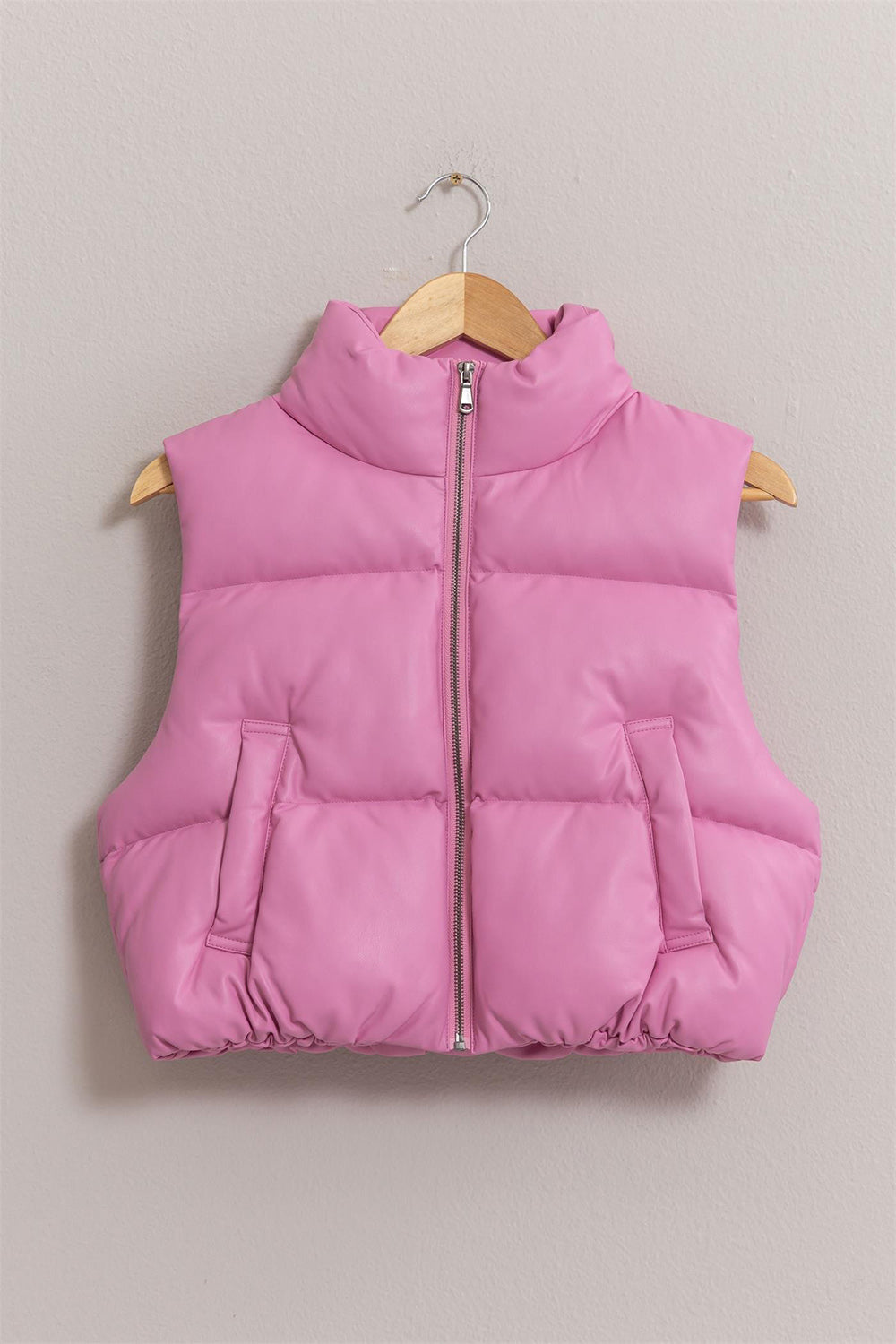 The Oakley Leather Cropped Puffer Vest