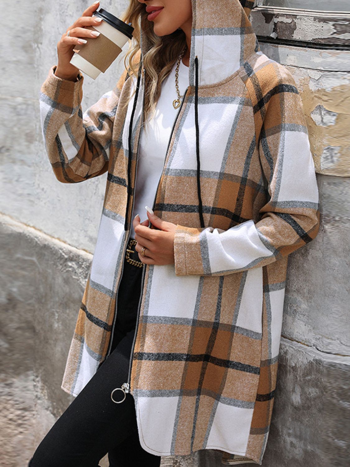 The Carys Hooded Plaid Jacket