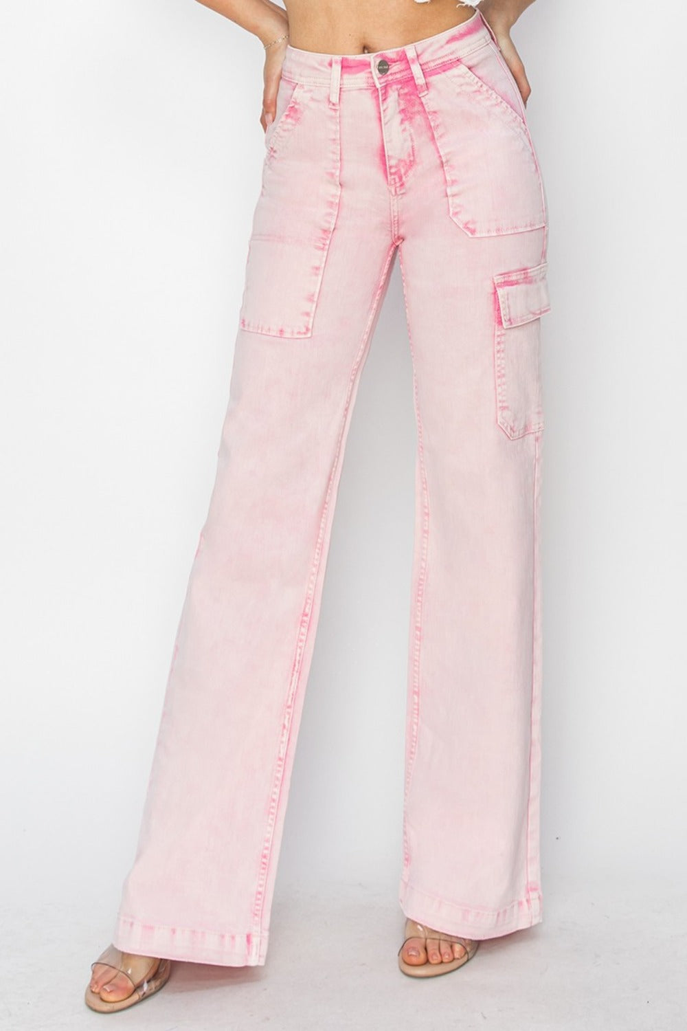 The Ines High Rise Wide Leg Cargo Pocket Jeans