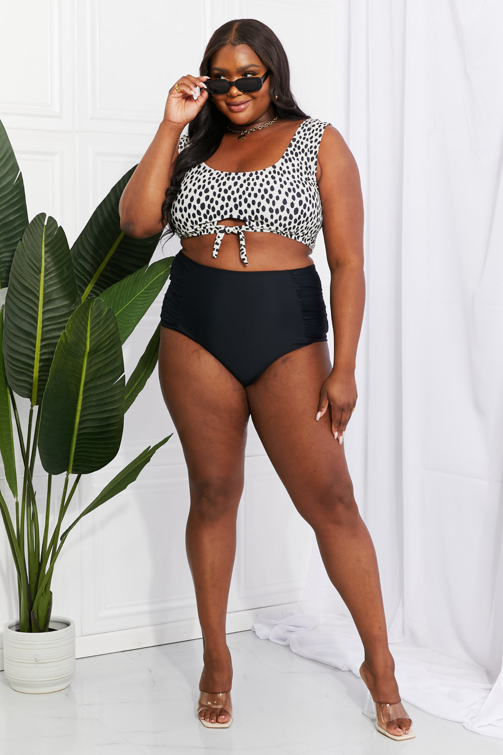 Animal Print Top and Ruched Bottoms Two Piece