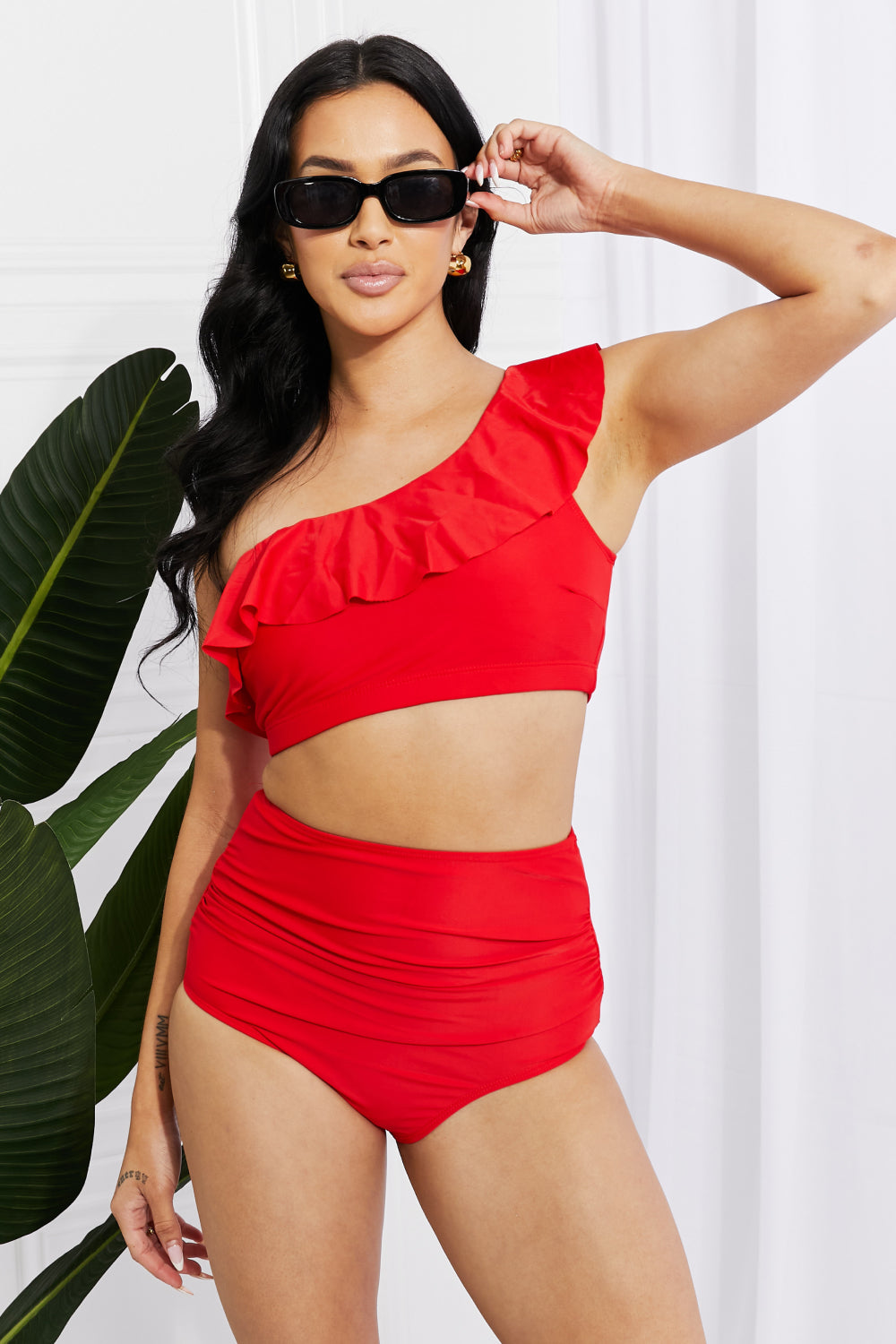 Ruffle One-Shoulder two piece Swimsuit