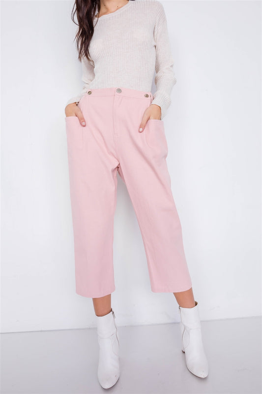 Pastel Ankle Wide Leg Adjustable  Waist Pants