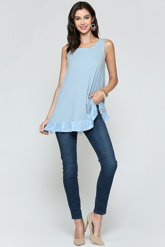 Back Lace Ruffle Detail Tank