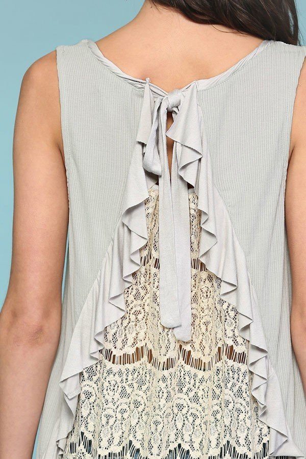 Back Lace Ruffle Detail Tank