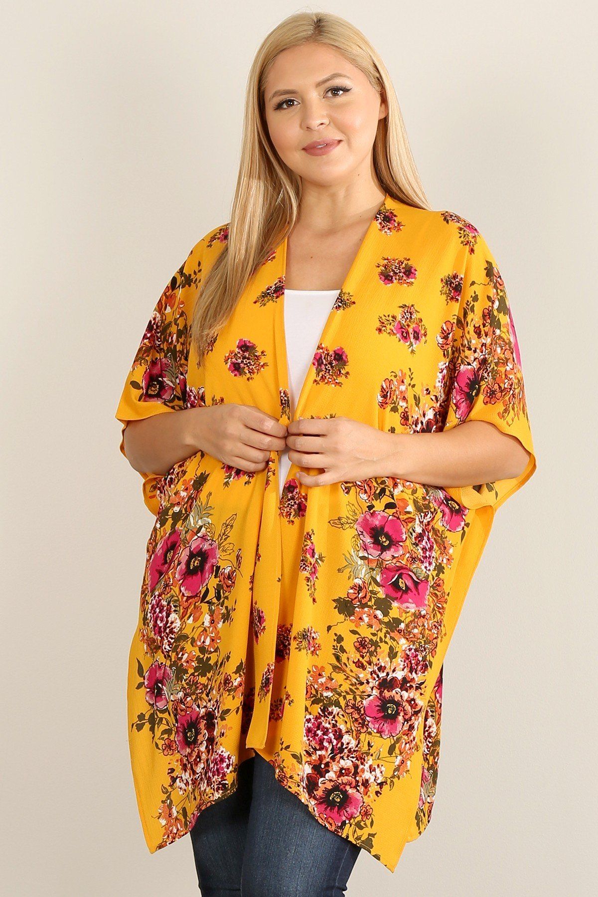 Oversized Floral Print Kimono