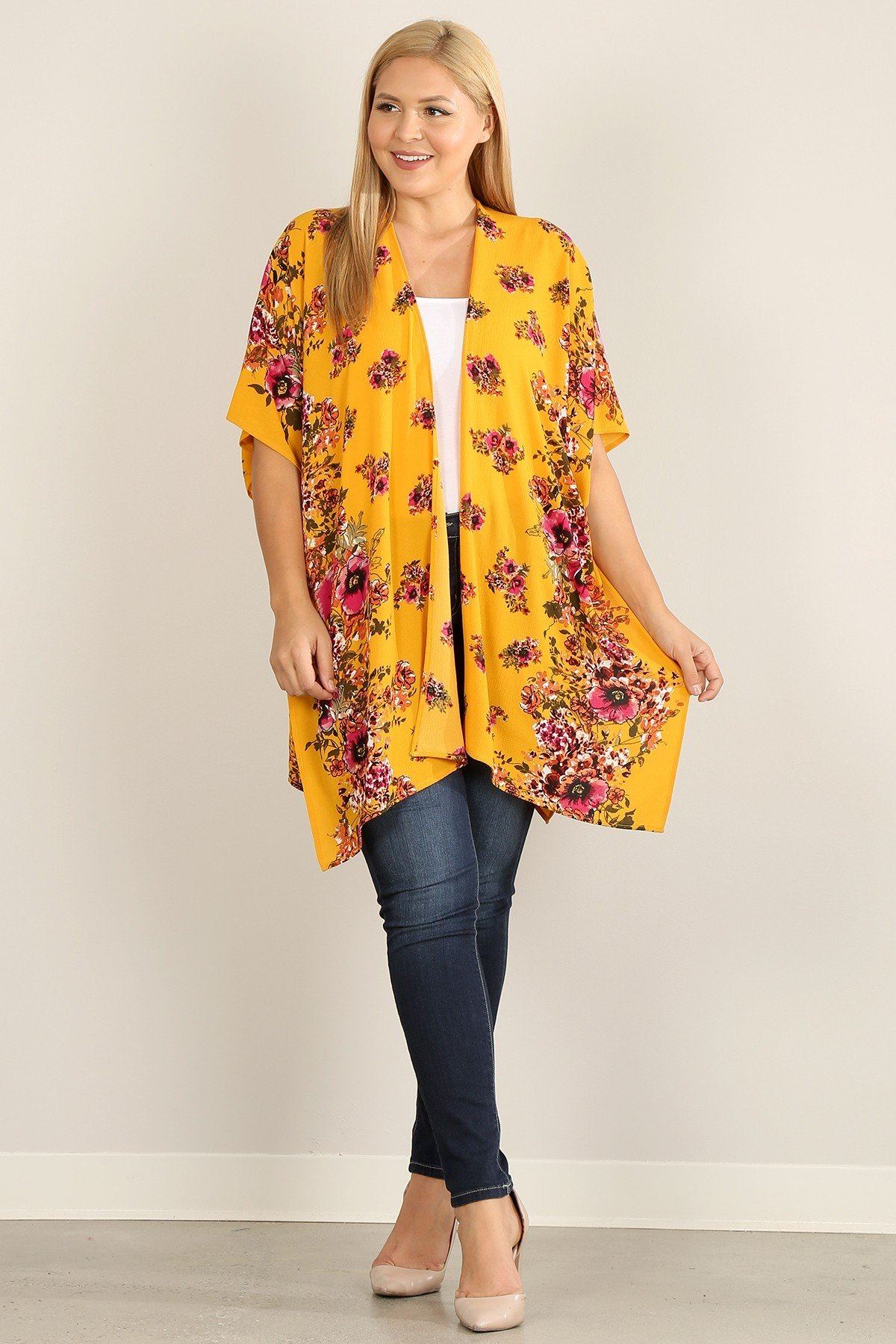 Oversized Floral Print Kimono