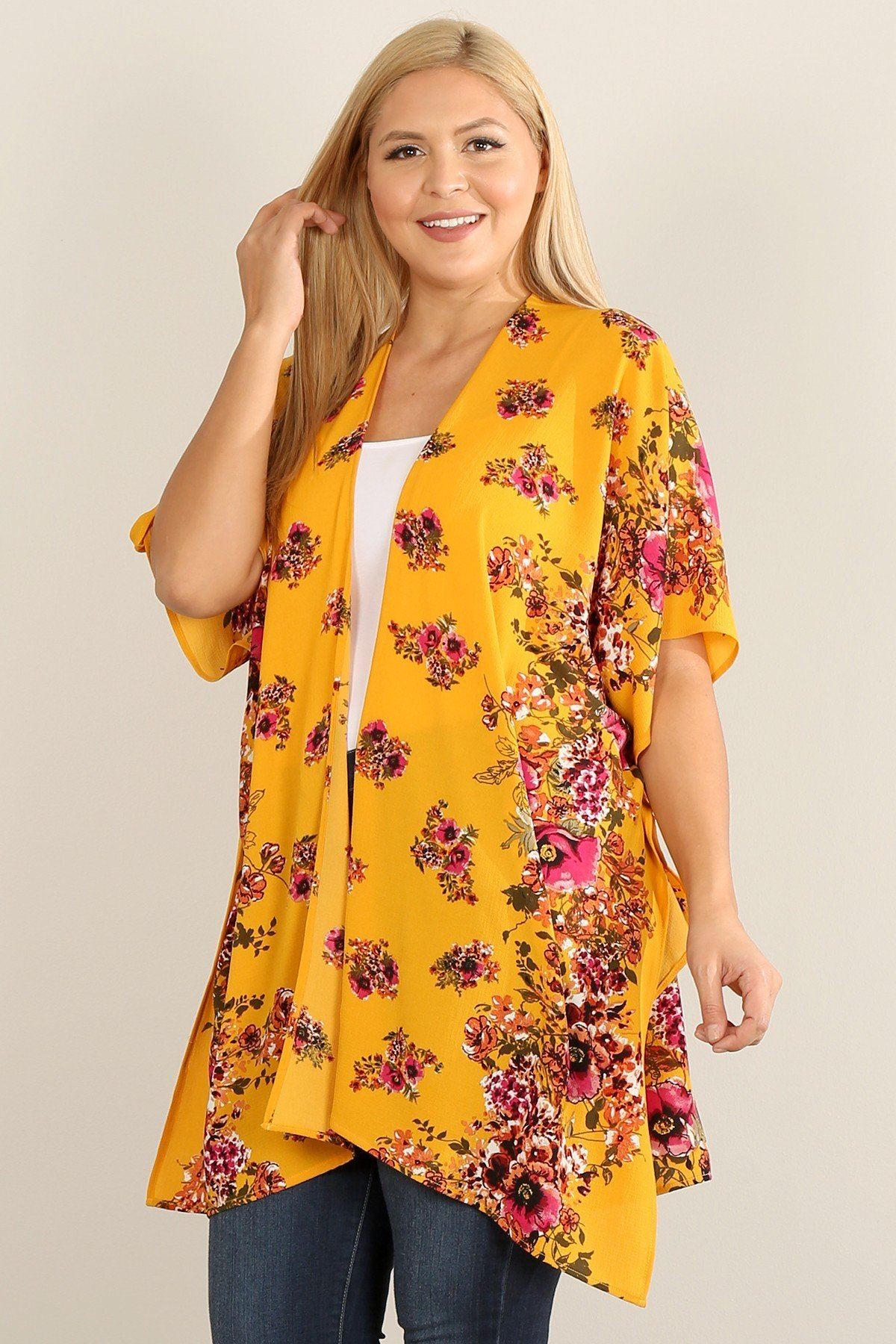 Oversized Floral Print Kimono