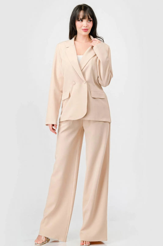 Luxe Blazer And Wide Legs Pants Semi Formal Set