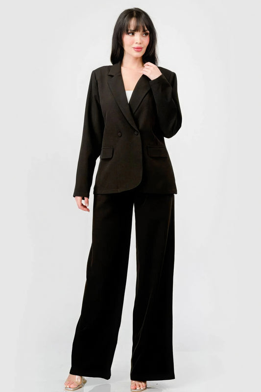 Luxe Fit Blazer And Wide Legs Pants Semi Formal Set