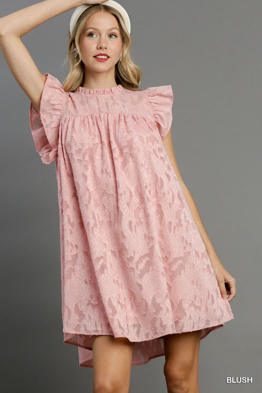 Jacquard Lace Ruffle Babydoll Dress