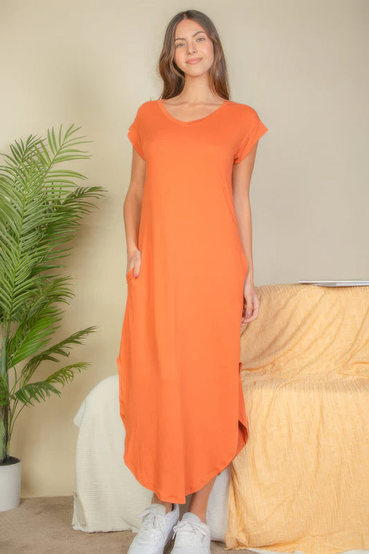 V Neck Tee Long Dress