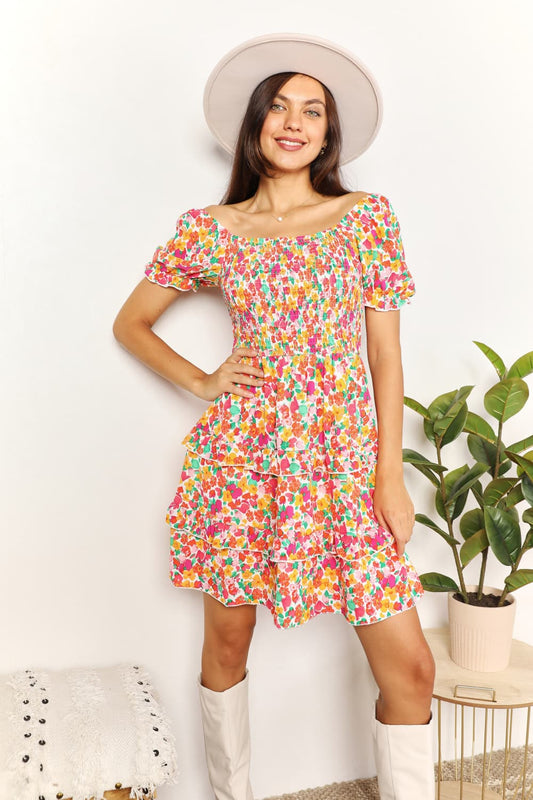 Floral Flounce Sleeve Mini Dress