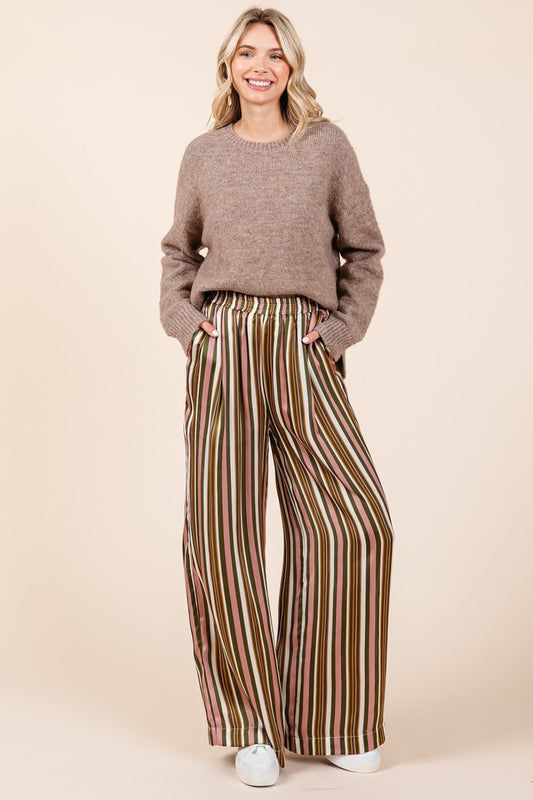 The Mika Striped Satin Wide Leg Pants