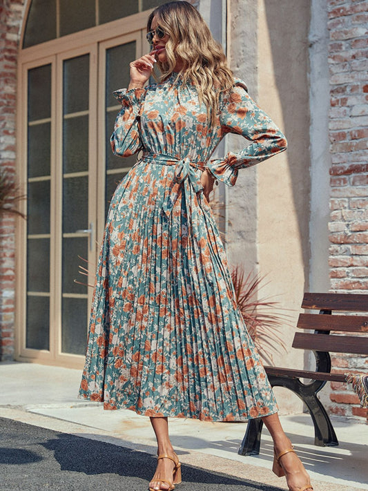 The Romy Pleated Long Sleeve Dress