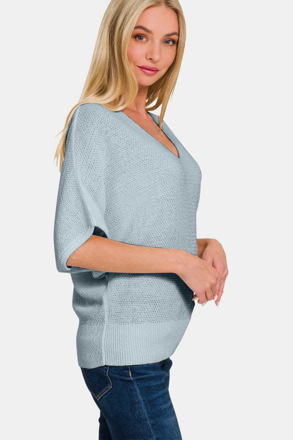 The Valencia V-Neck Short Sleeve Dolman Sweater