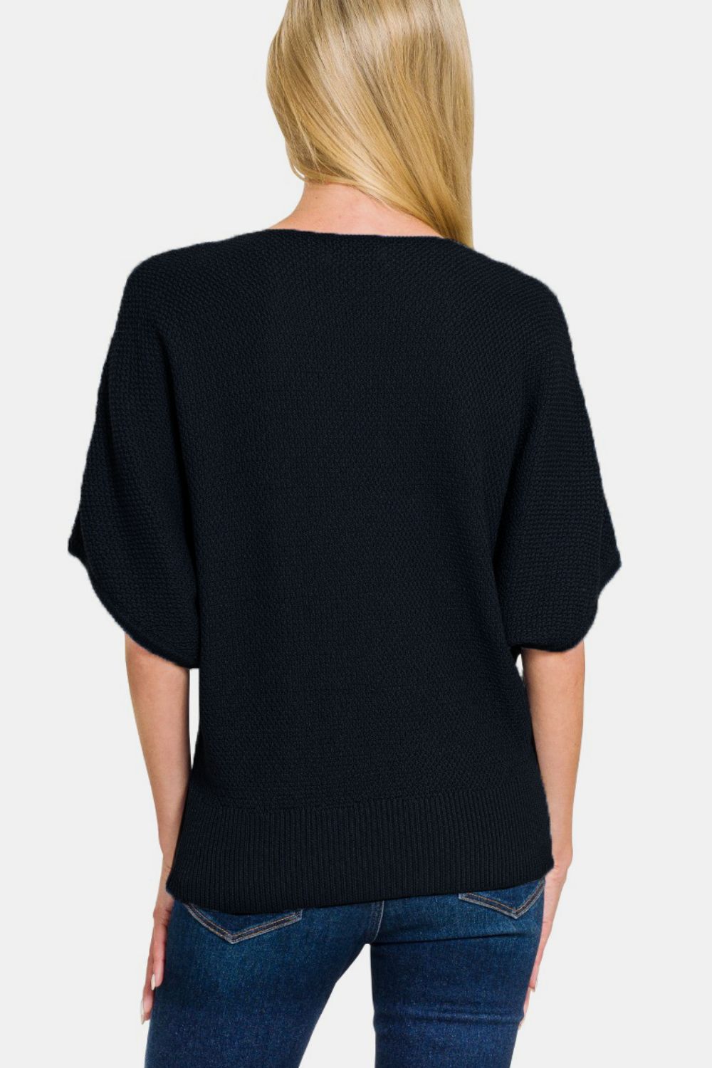 The Della V-Neck Short Sleeve Dolman Sweater