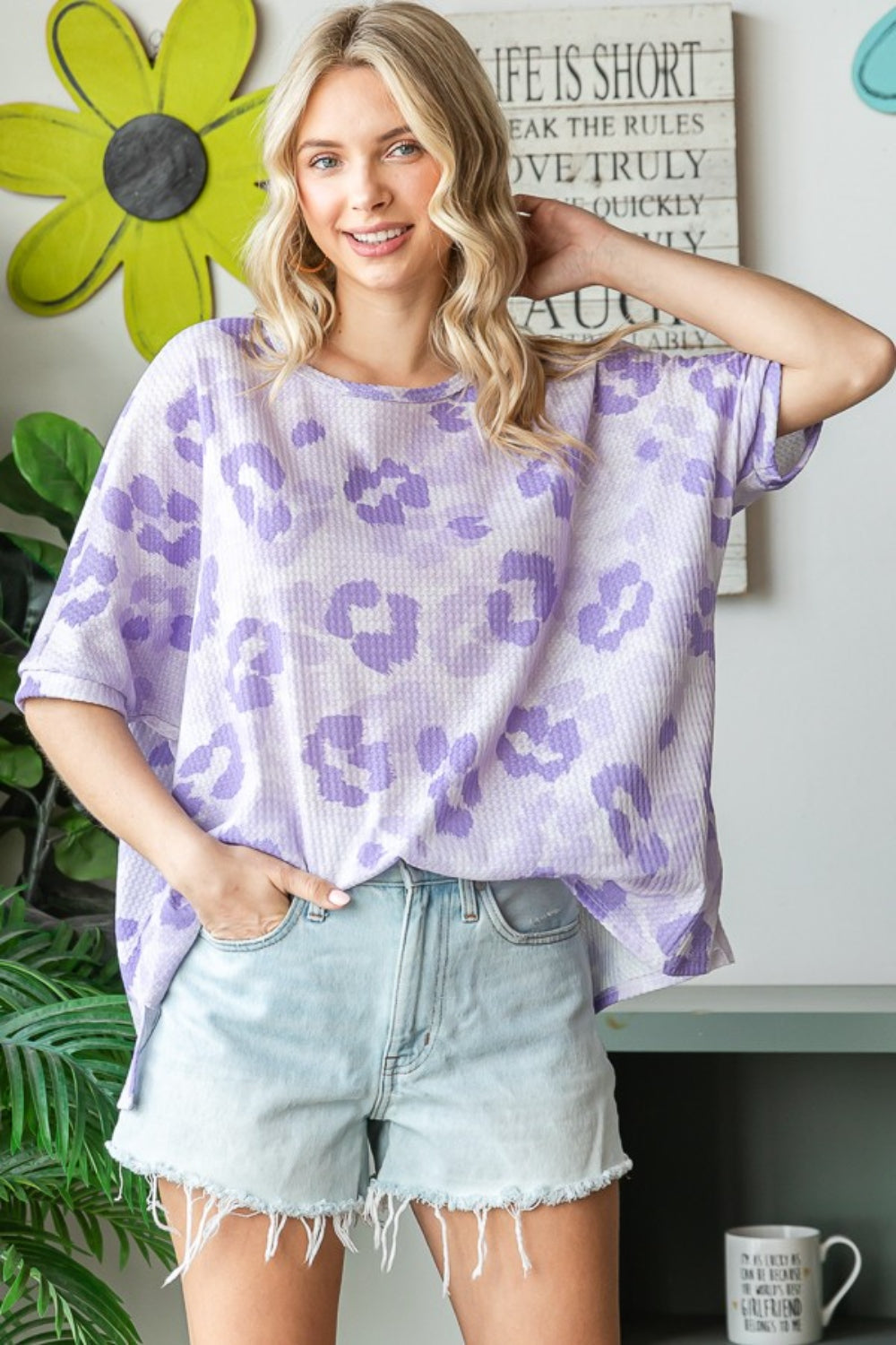 Print Waffle Oversized Tee