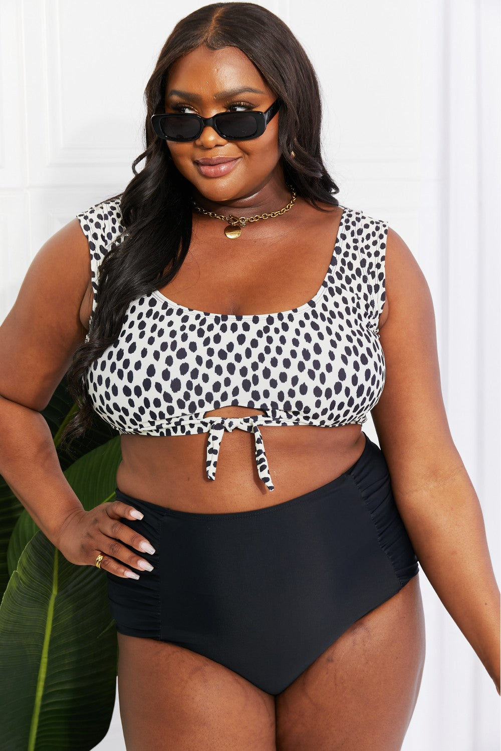 Animal Print Top and Ruched Bottoms Two Piece