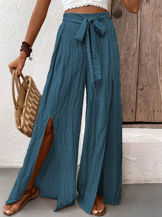 NEW! Tied Slit Wide Leg Pants