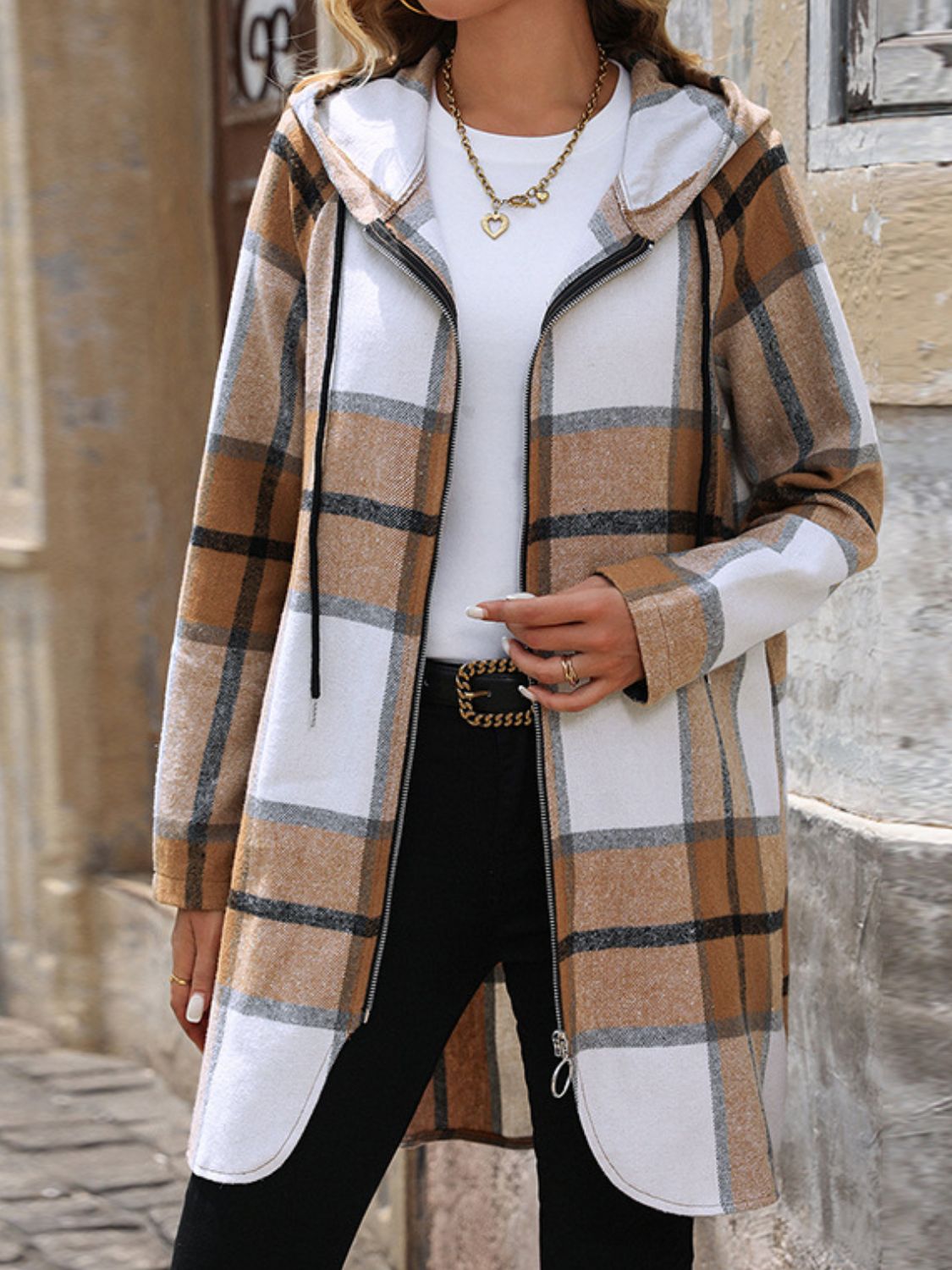 The Carys Hooded Plaid Jacket