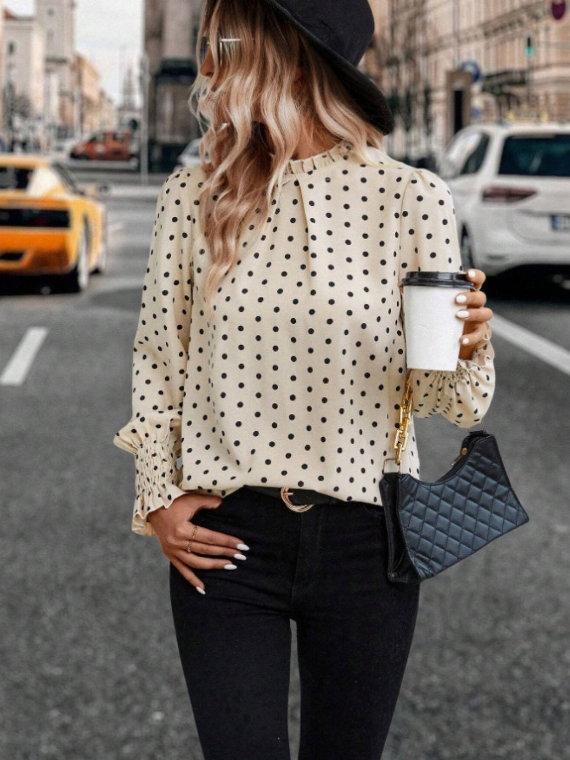 The Juneau Polka Dot Long Sleeve Blouse