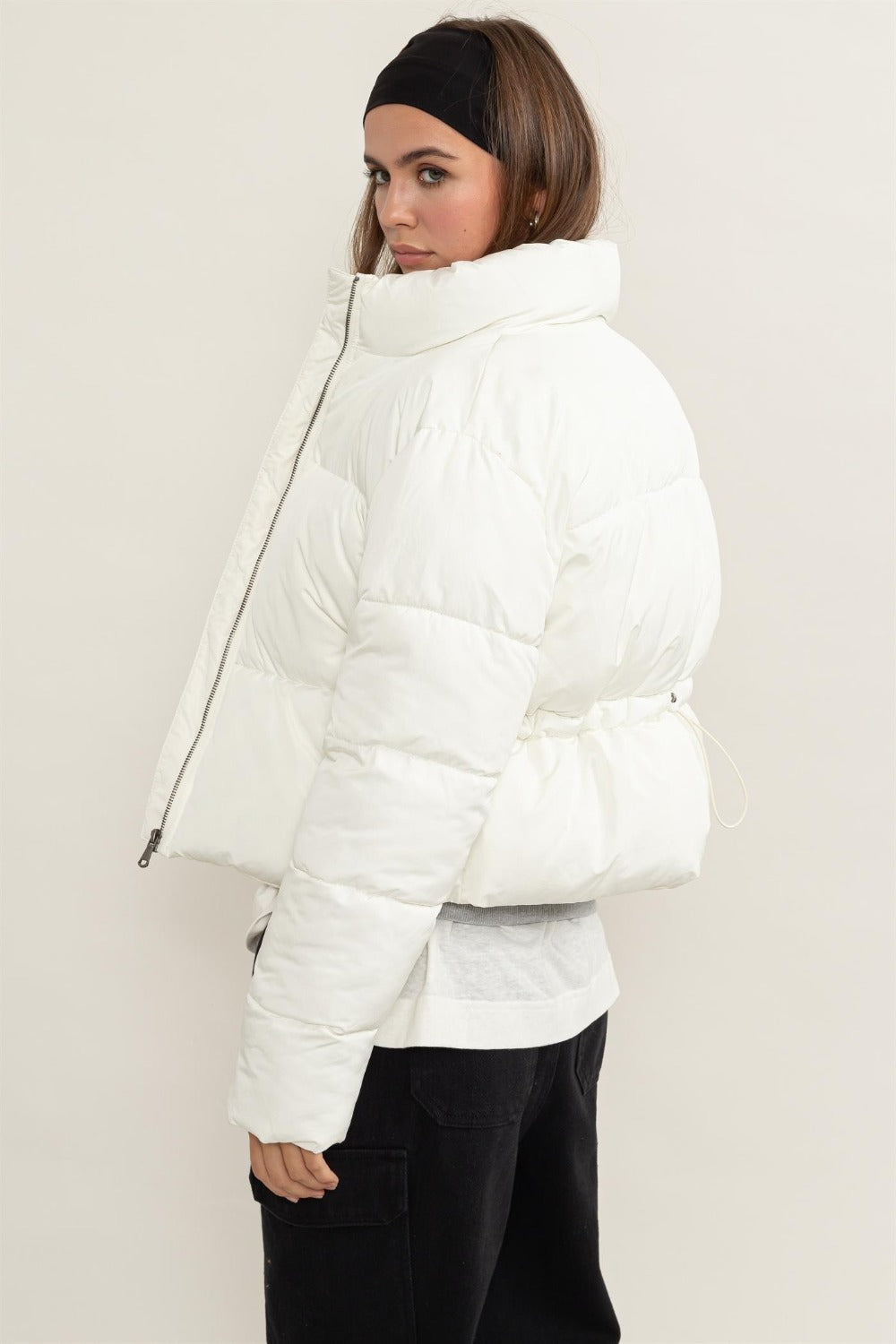 The Kilah Quilted Drawstring Puffer Jacket