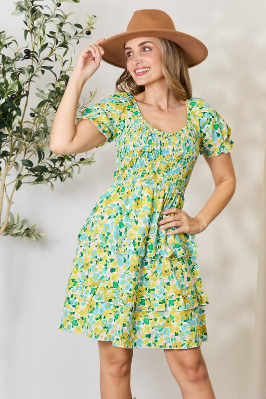 Floral Flounce Sleeve Mini Dress