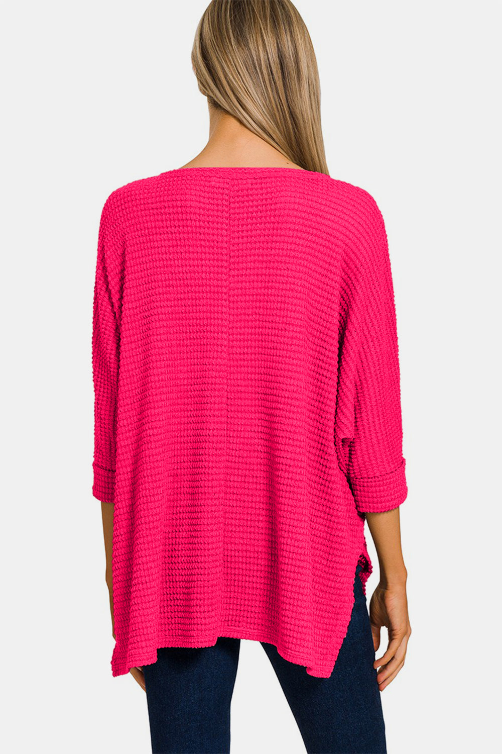 NEW! Oversized Waffle Knit High-Low Top