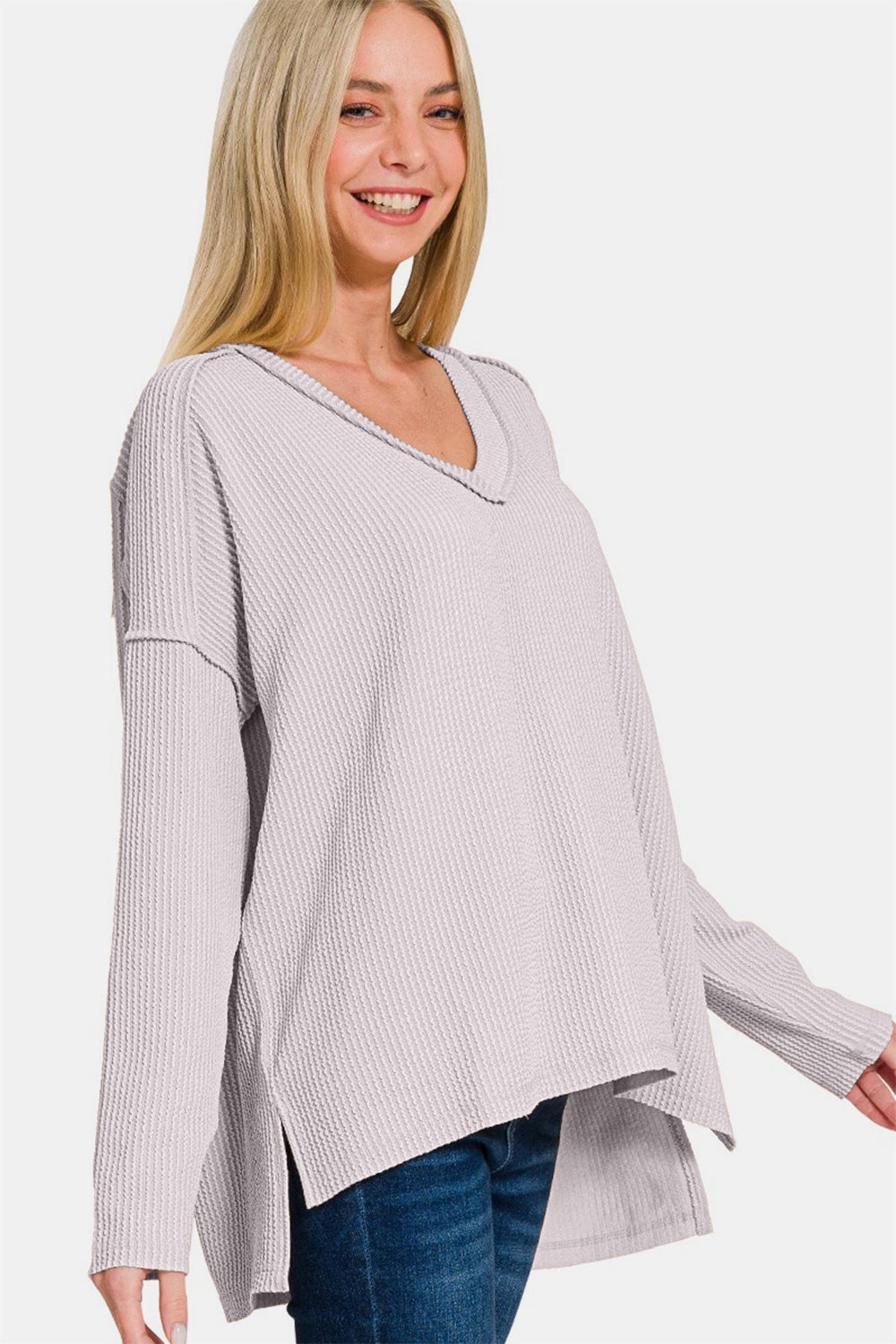 The Kinsley Exposed Seam V-Neck Long Sleeve