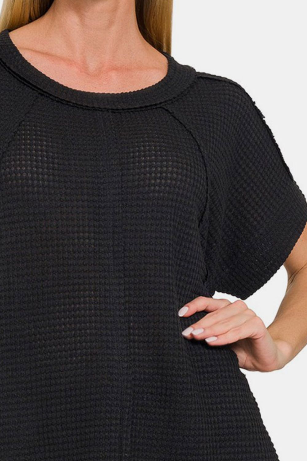 NEW! Waffle Knit Exposed-Seam Tee