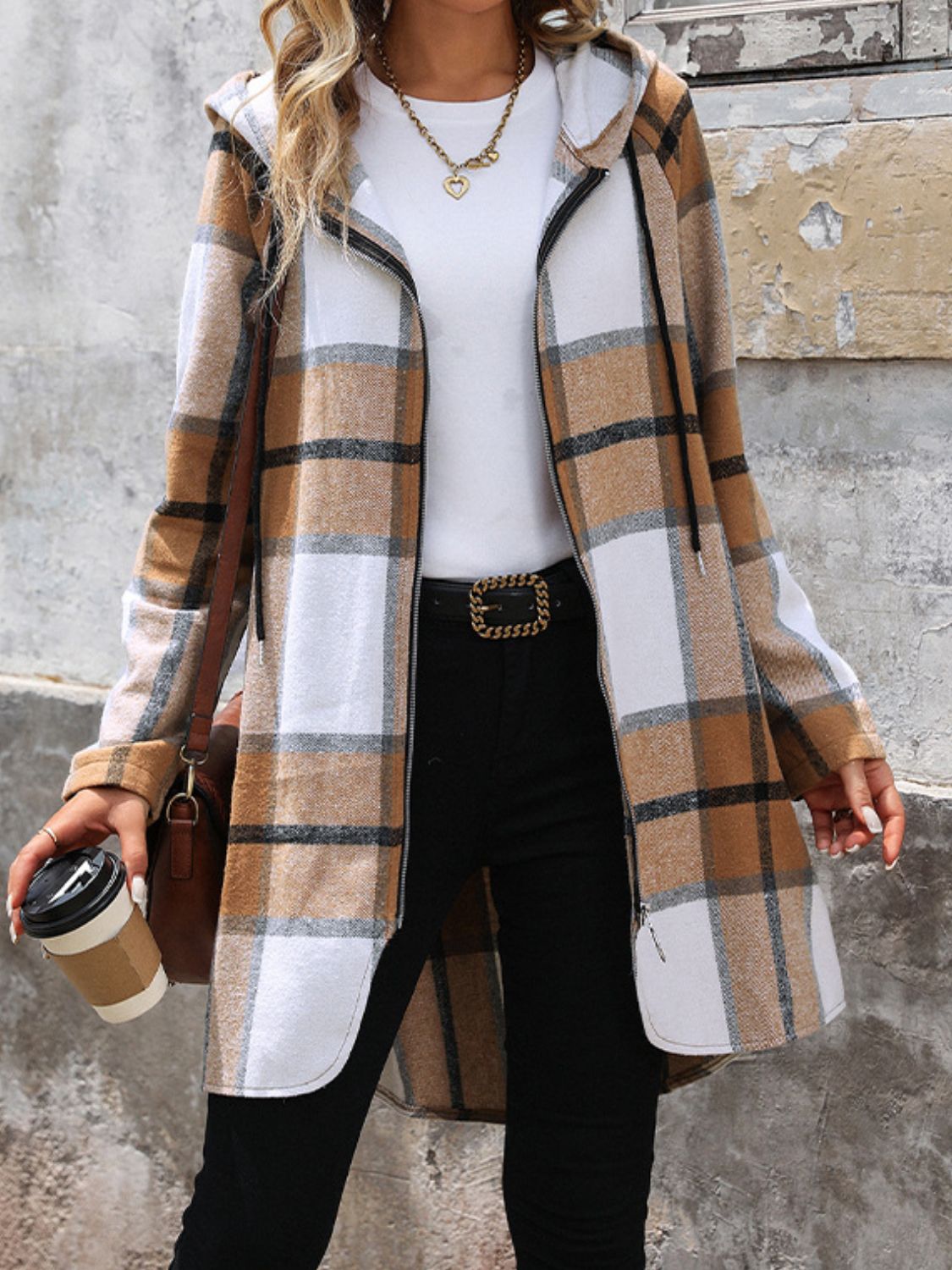 The Carys Hooded Plaid Jacket