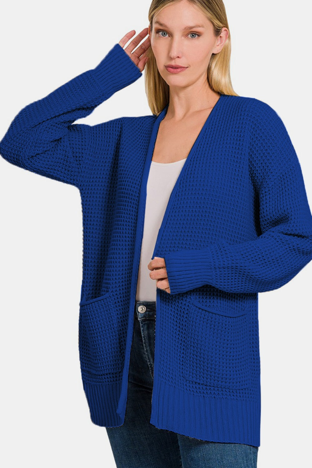 The Bristol Waffle Open Front Sweater Cardigan