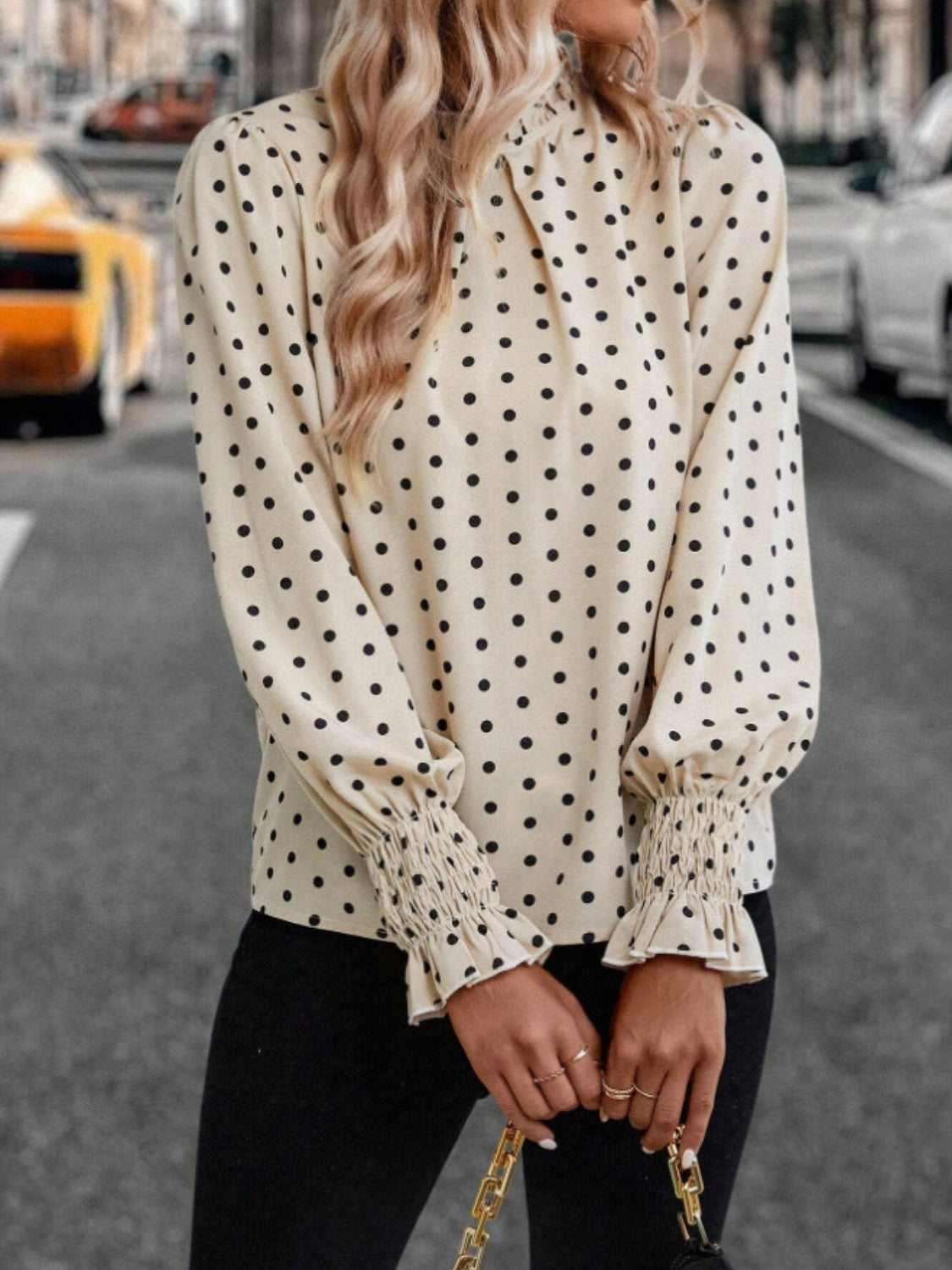 The Juneau Polka Dot Long Sleeve Blouse