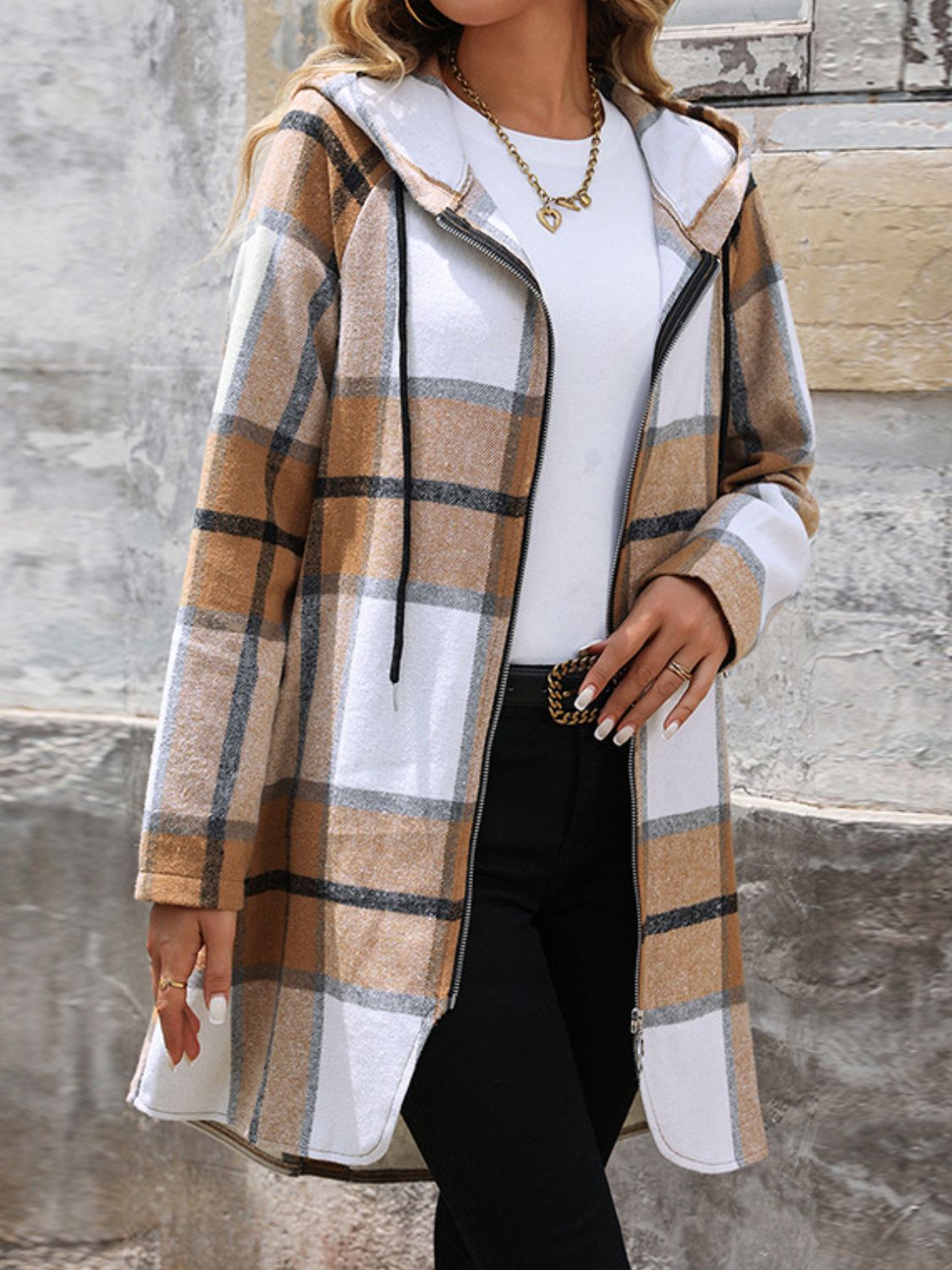 The Carys Hooded Plaid Jacket