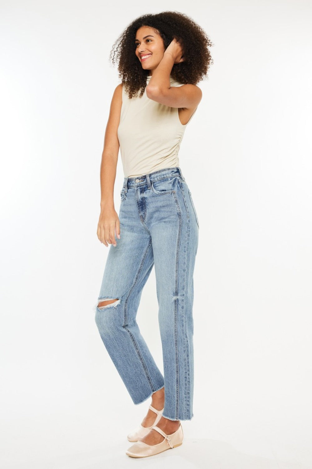 The Kancan Ultra High Rise Distressed Straight Jeans