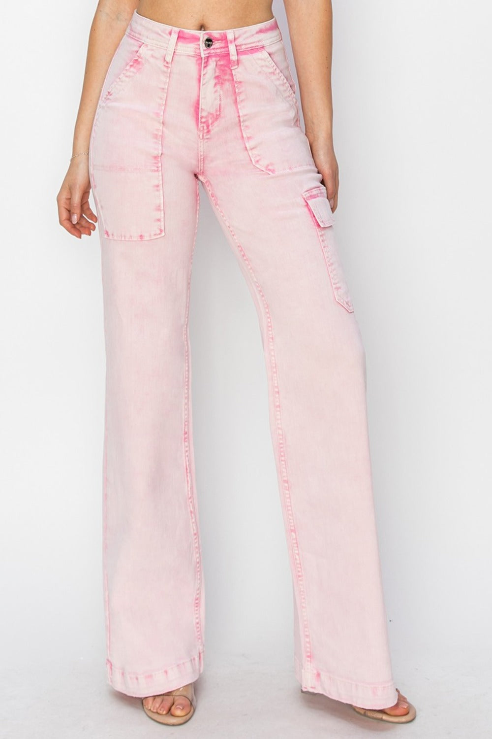 The Ines High Rise Wide Leg Cargo Pocket Jeans