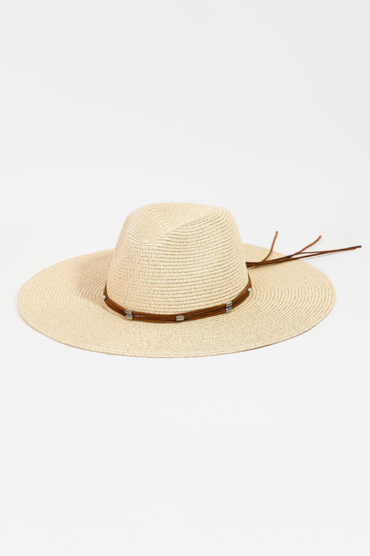 Rope Strap Wide Brim Weave Hat