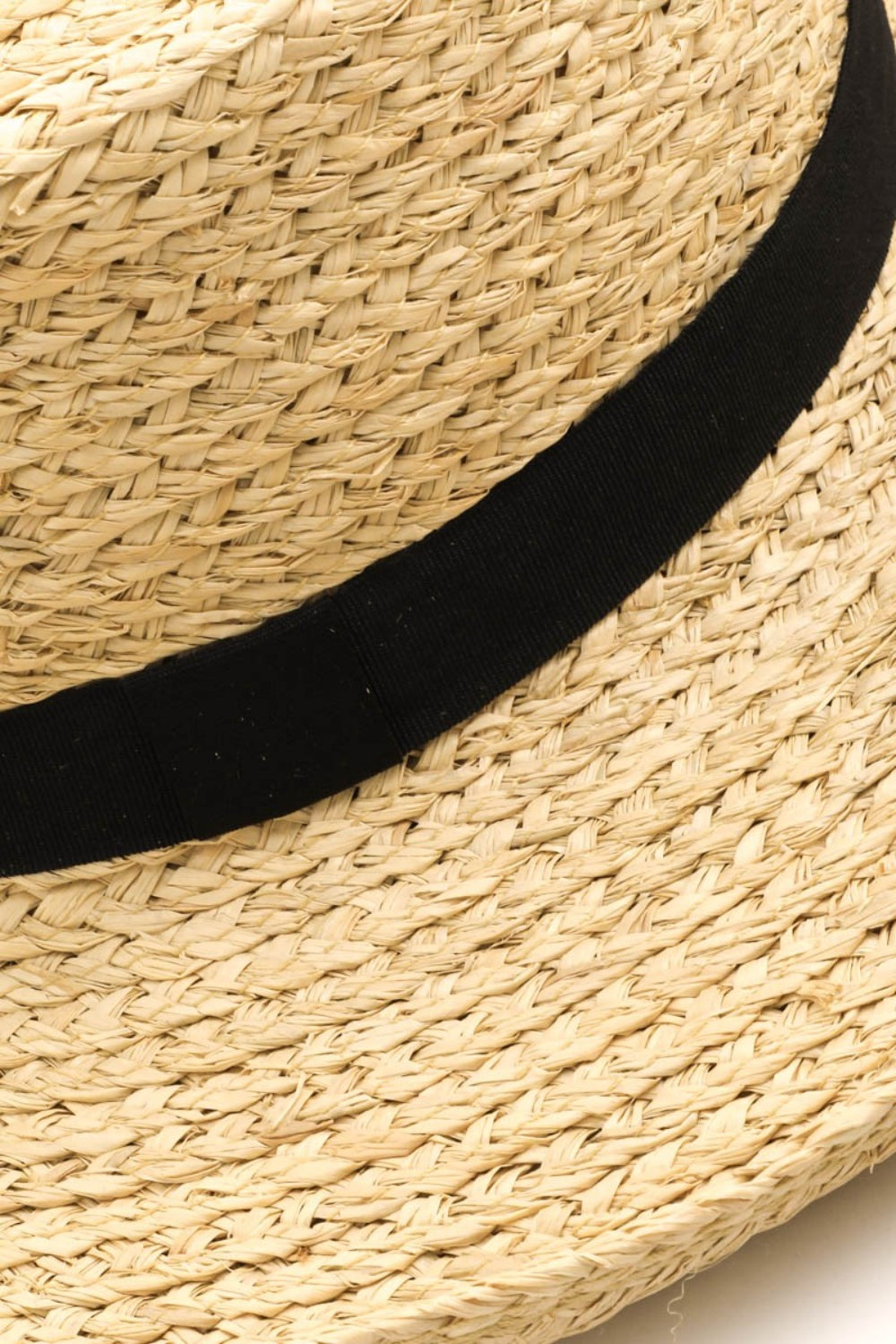 Wide Flipped Brim Straw Weave Hat