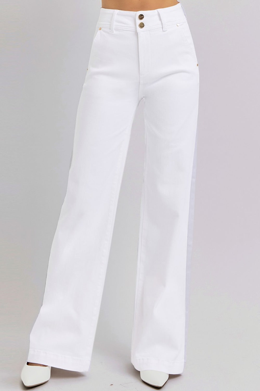 The Odette Tummy Control Double Button Wide Leg Jeans