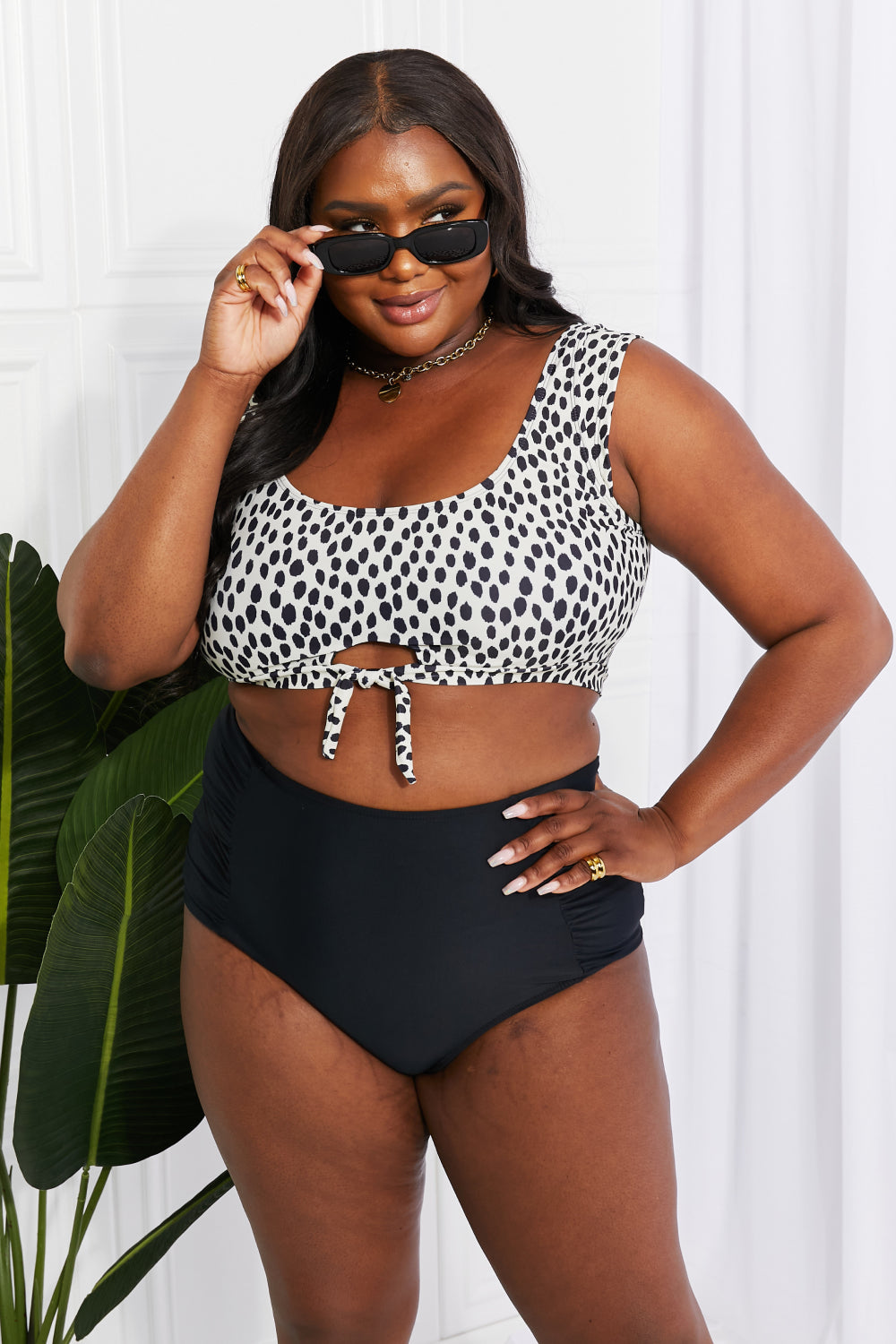 Animal Print Top and Ruched Bottoms Two Piece