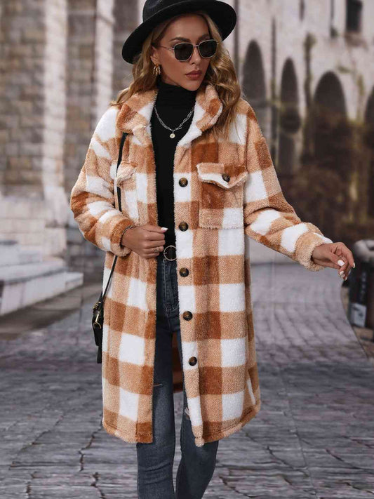 The Ella Plaid Button Down Cozy Coat