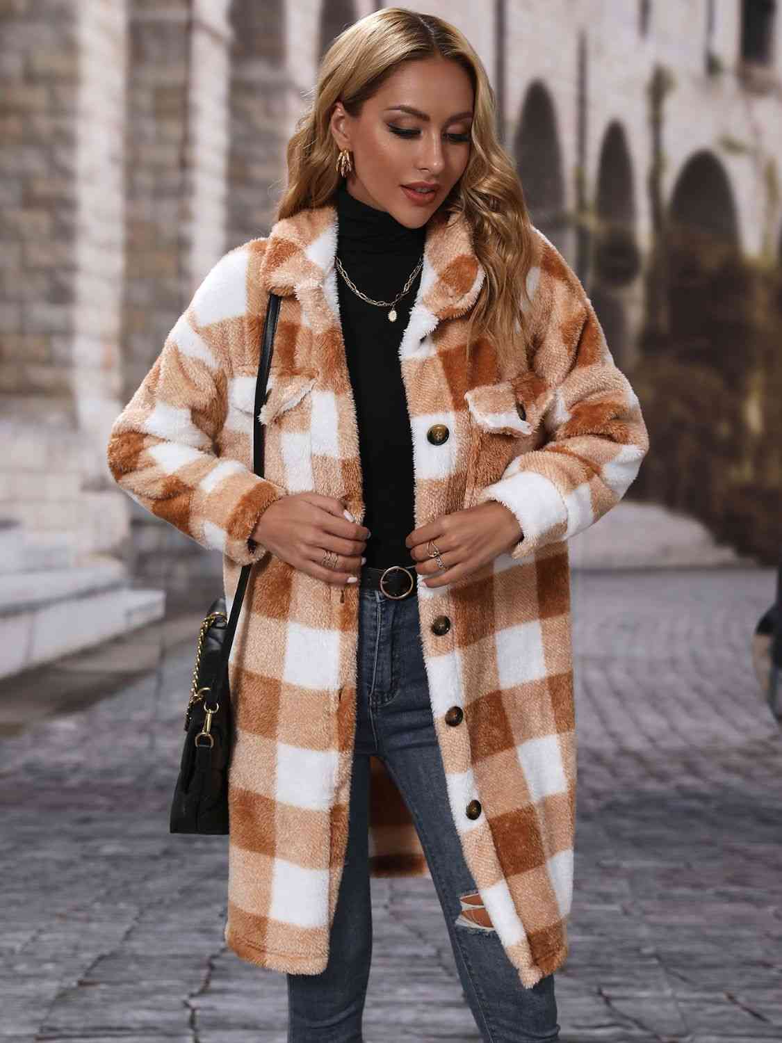 The Ella Plaid Button Down Cozy Coat