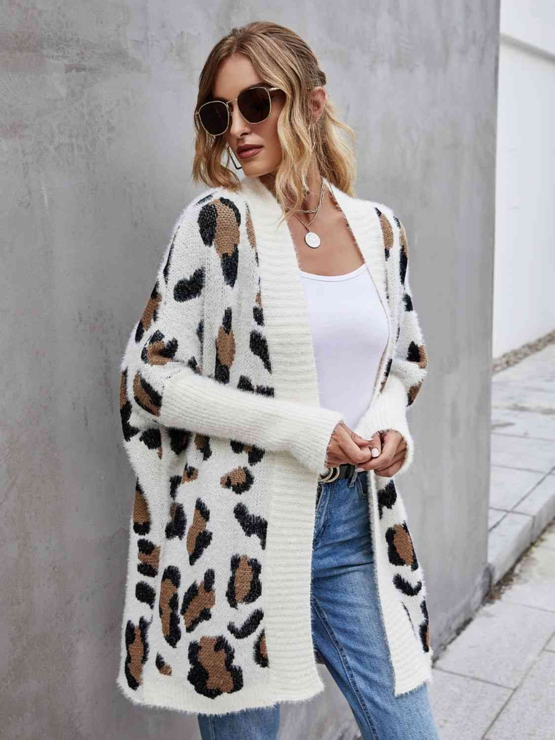 The Layla Leopard Print Fuzzy Cardigan