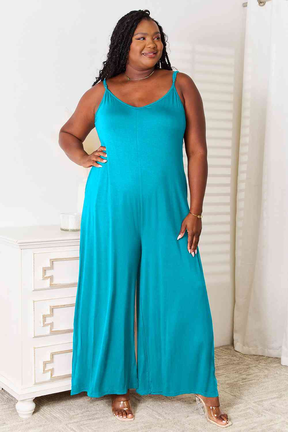 The Isla Spaghetti Strap Wide Leg Jumpsuit