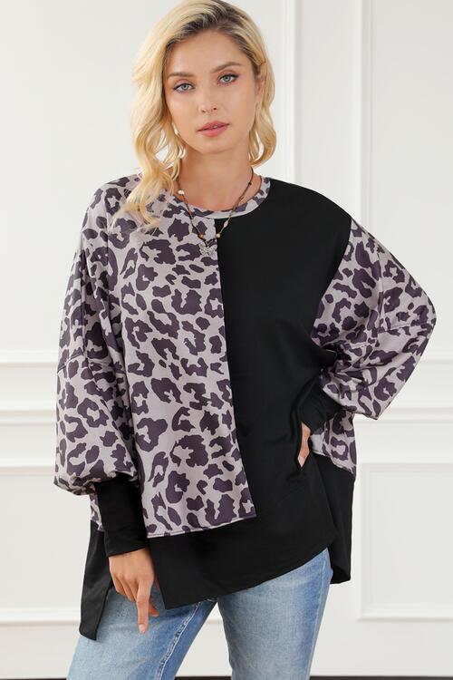 The Lyla High Low Leopard Print Sweatshirt