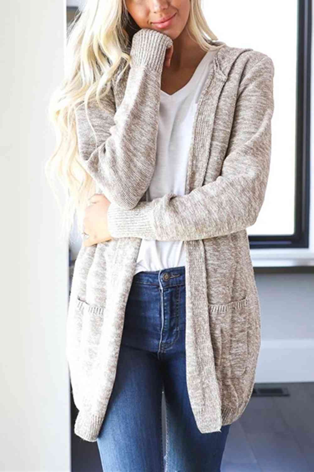 The Hailey Knitted Open Front Hooded Cardigan