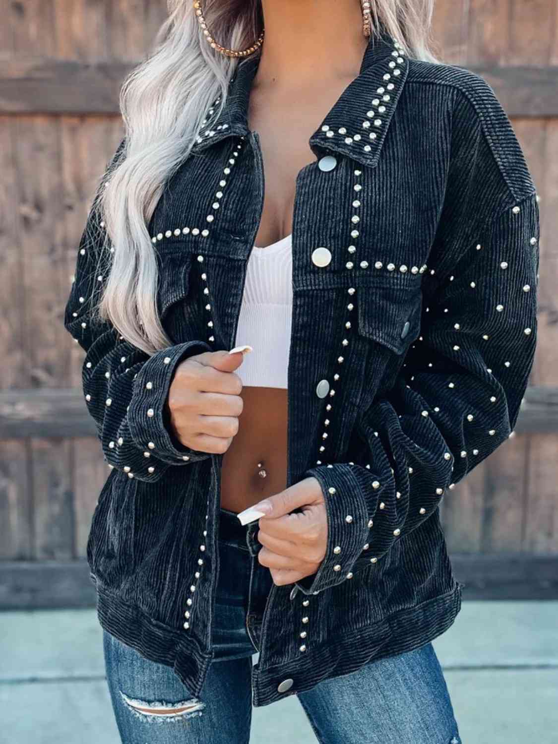 The Briella Studded Button Down Jacket