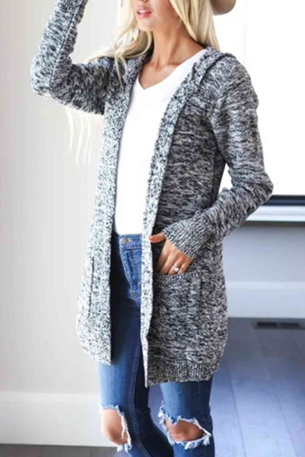 The Hailey Knitted Open Front Hooded Cardigan