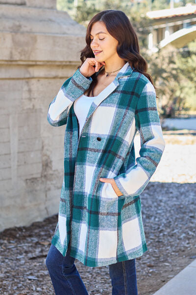 The Carla Plaid Button Up Lapel Collar Coat